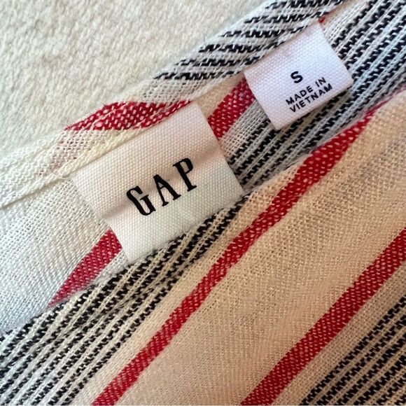 Gap Cream Red Grey Linen Capri Jumpsuit - Picture 8 of 12